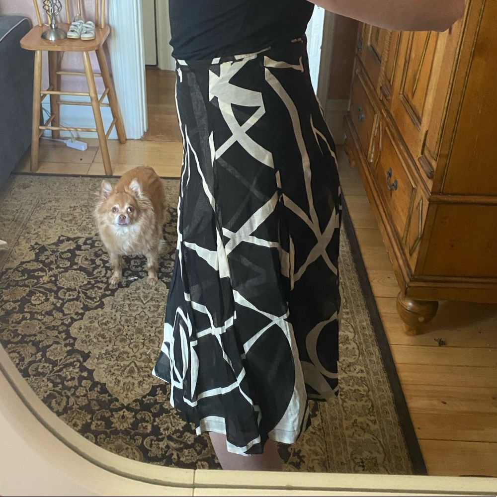 Express black and cream circle print skirt